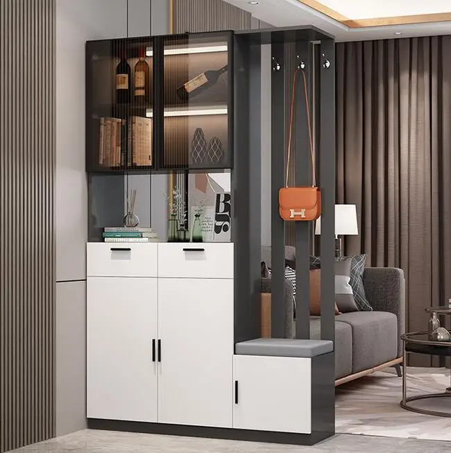 Light luxury porch cabinet wine cabinet shoe household door clothes and hats storage integrated door hall cabine
