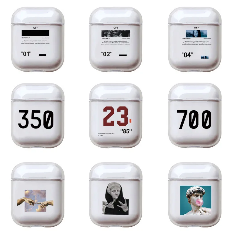 Promo Hard-Case Headset-Box Letters Apple Airpods 2-Cover Transparent Cartoon Luxury for Earphone 1zWqr1Zro