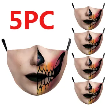 

Funny Mouth Mask 5pcs Adult Unisex Cartoon Face Breathable Cotton Windproof Anti-Dust Anti Pollution Reusable Masks