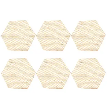 

6pcs Handmade Bamboo Mats Plate Mats Decorative Dish Mats Bamboo Mesh Mats