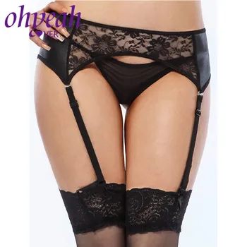 

Ohyeahlover High quality 6XL garter belt plus size gothic jartiyer lingerie black floral wedding sexy lace garter panty PL5031
