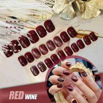 

High Quality 24Pcs Mysterious Cat Eye Nail Patch with Glue False Nail Set Nail Art Supplies