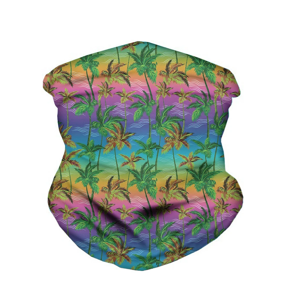 

WHEREISART Tropical PalmTree Rainbow Pattern Unisex Ladies Balaclava Magic Scarfs Seambless Multifunction Turban Head Bands