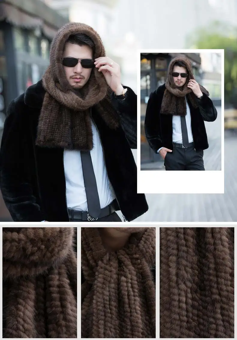 Мужской норковый шарф удлиняет широкий шарф меховой зимний теплый шарф Деловой Повседневный