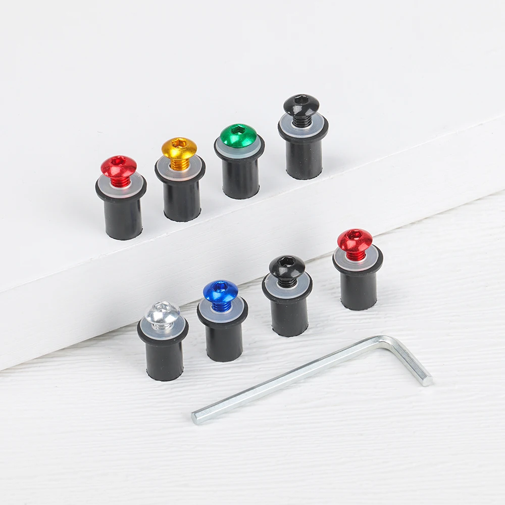 Motorcycle Accessories 10Pcs M5 x 15mm Wheel Bolts CNC Windscreen Motorcycle screws Kit Aluminum Windshield Bolts Nuts Fastener