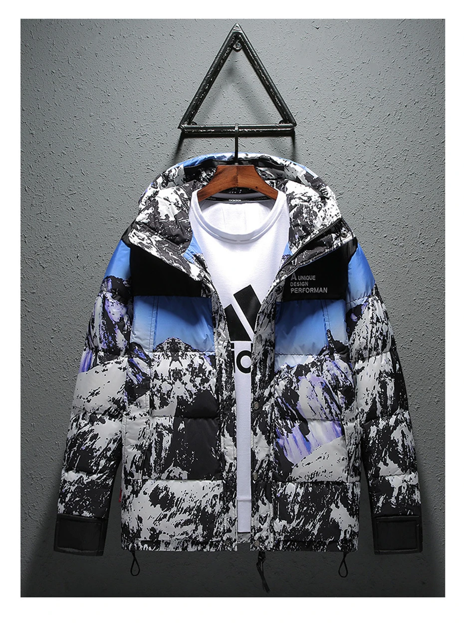 Хип-хоп парка зимняя Толстая куртка мужская теплая куртка с Горным принтом куртки и пальто мужская одежда GM236