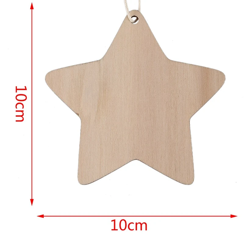 10 x Wooden Star Shapes, Plain Wood Craft Tags with Hole(10cm