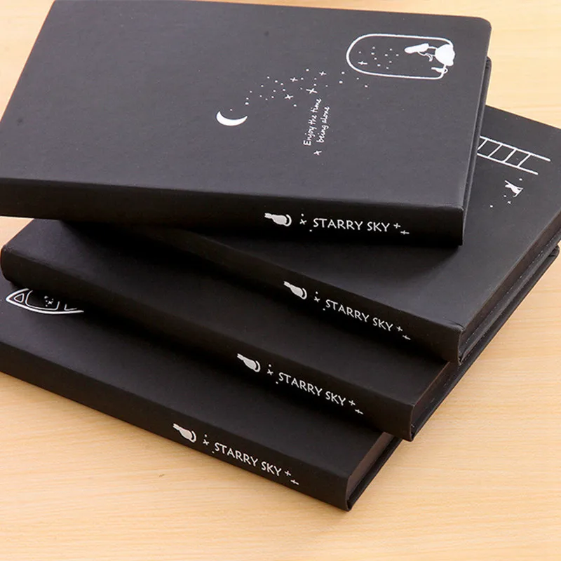 

1Pc Creative Starry Sky Black Notebook Student Cute Notebook Paper Agenda Planner Notebook Journal Daily Record Book for Travel