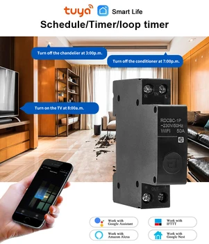 

XKUN RDCBC 1P 2P 4P Tuya & smart life WIFI circuit breaker remote control voice control timer intelligent smart home switch