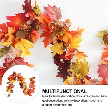 

1Pc Harvest Festival Maple Leaf Wreath Front Door Autumn Wreath (Golden)
