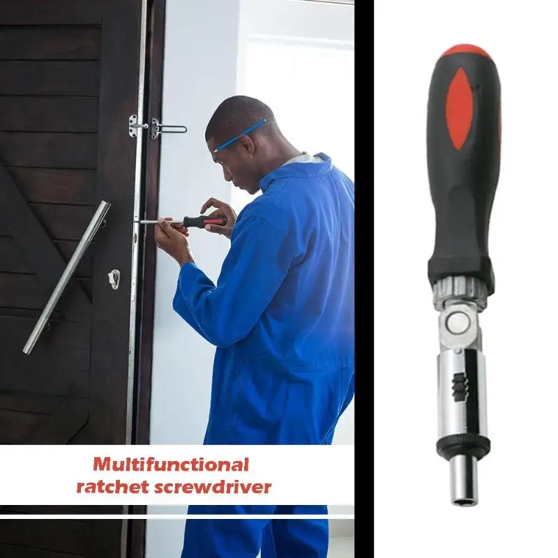 

1/4 Inch Inside Hexagon Interface 0-180 Degrees T-type Magnetic Ratchet Screwdriver Quick Bolt Driver Batch Screw Driver Head