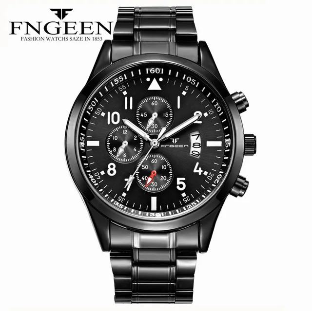 

Luxury Brand Men's Watches Quartz Watch Men Calendar Bussiness Stainless Steel relogio masculino Waterproof FNGEEN reloj hombre