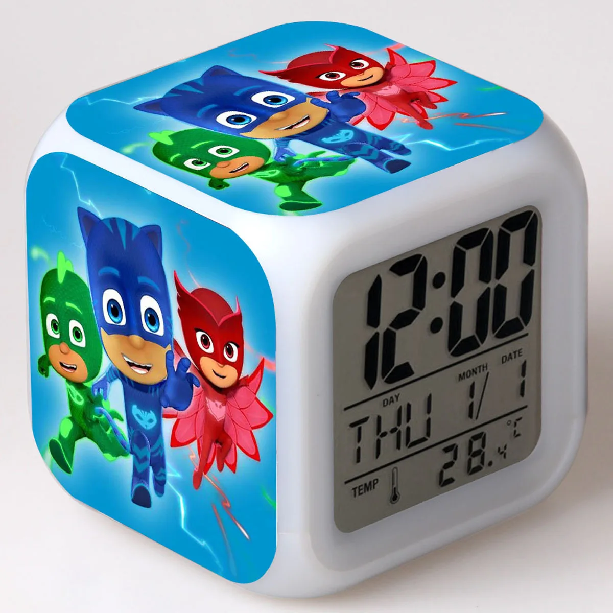 PJ Masks будильник Catboy Owlette Gekko цветной светодиодный Квадратный маленький будильник для детей на день рождения Рождественские подарки 2B48 - Цвет: 1pcs