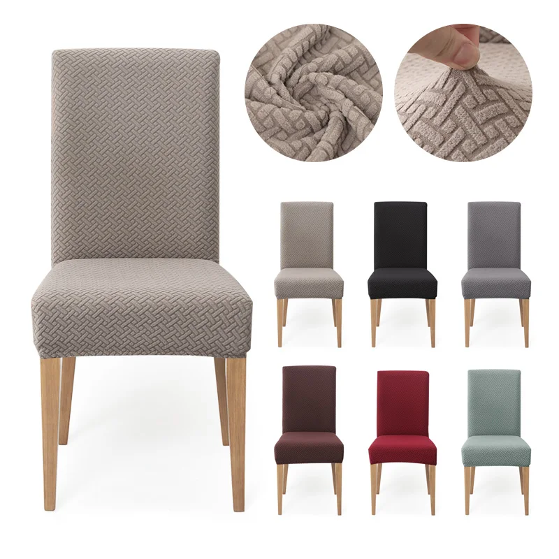 1 2 4 6 Pcs Jacquard Plain Dining Chair Cover Spandex Elastic Chair Slipcover Case Stretch