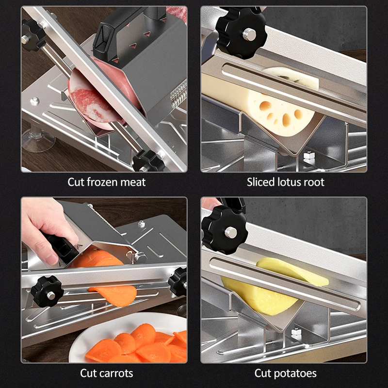 Home Kitchen Frozen Meat Slicer Manual Stainless Steel Food Cutter Slicing  Machine Automatic Meat Delivery Nonslip Handle