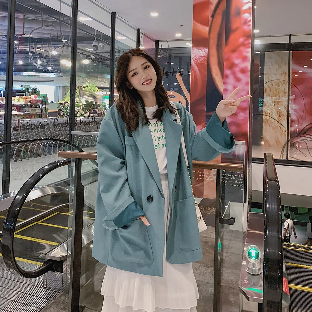 

Main Push Korean-style Loose-Fit Spring And Autumn Coat WOMEN'S Dress 2019 New Style Tidal Harbor wei wang Red CHIC Small Suit C