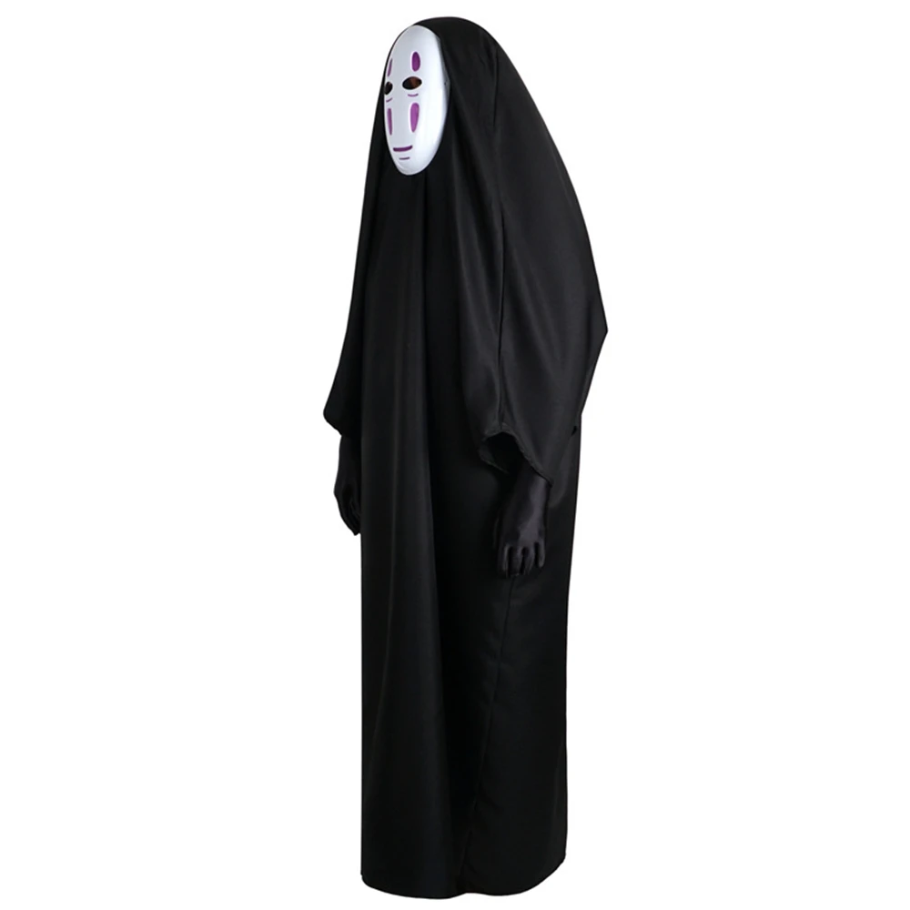 Costume Purple Mask Карнавальный костюм с маской и перчатками, без лица, человек, унесенный призраками, аниме, Хаяо Миядзаки, Безликий плащ, пальто для детей, взрослых, карнавальный наряд - Цвет: Costume Purple Mask