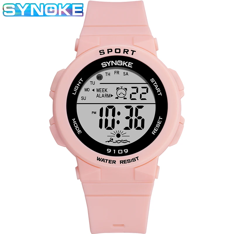 Girls Watches Pink Kids Student-Clock SYNOKE Silicone Waterproof Childrens Strap 50M