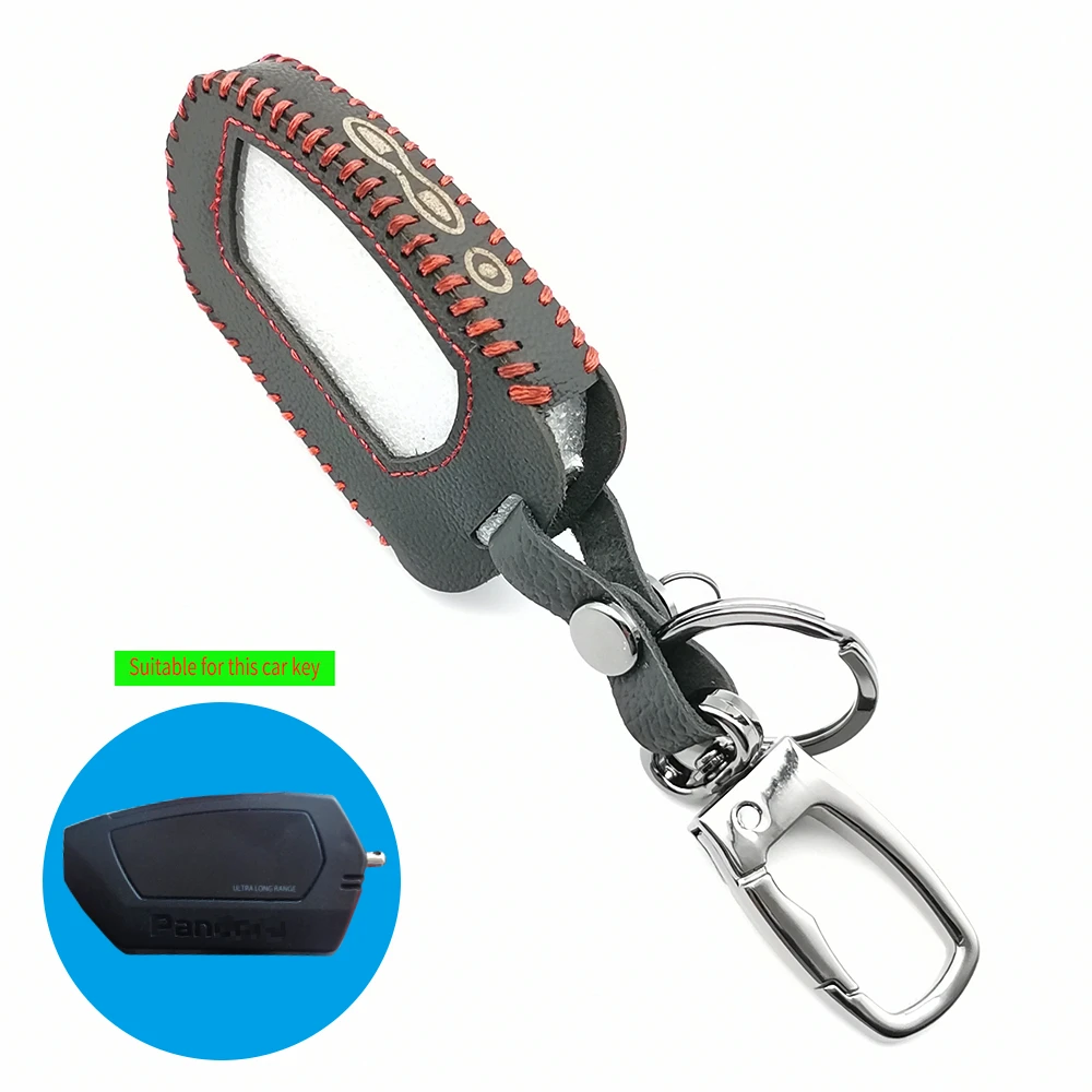 DXL4950 Real Leather Key Case Keychain Cover Bag Pandora DXL 4950 DX-90BT DX-91 Two Way Russian Version Car Alarm LCD Remote