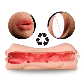 Oral Male Masturbator Cup Deep Throat with Tongue Realistic Vagina Pussy Sex Toys Soft Silicone