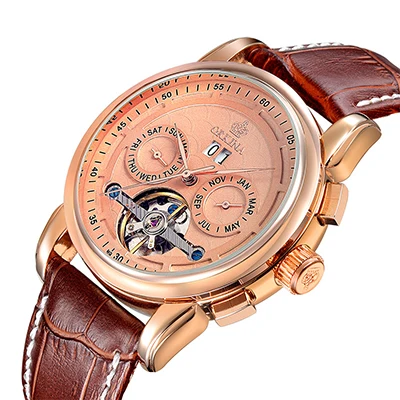 ork023RRL Orkina Для мужчин Wacthes Tourbillon автоматические часы класса люкс из розового золота механические с автоподзаводом Автоматическая Дата наручные часы Для мужчин montre homme - Цвет: ork023RRL