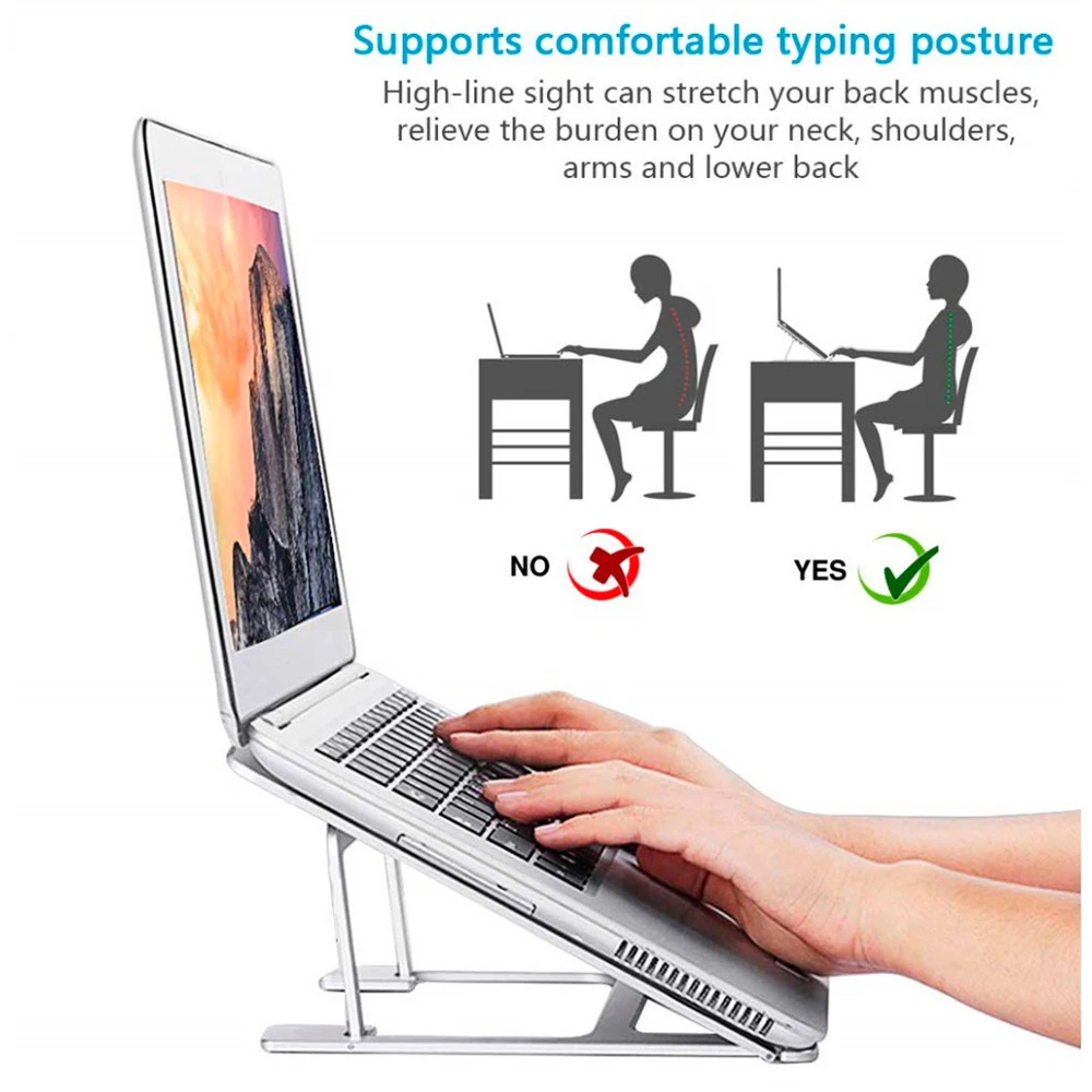 6 регулируемый угол Подставка Для Ноутбука Держатель для MacBook Pro Air, Алюминиевое Крепление опорная База держатель для 9-15 дюймов ноутбук в