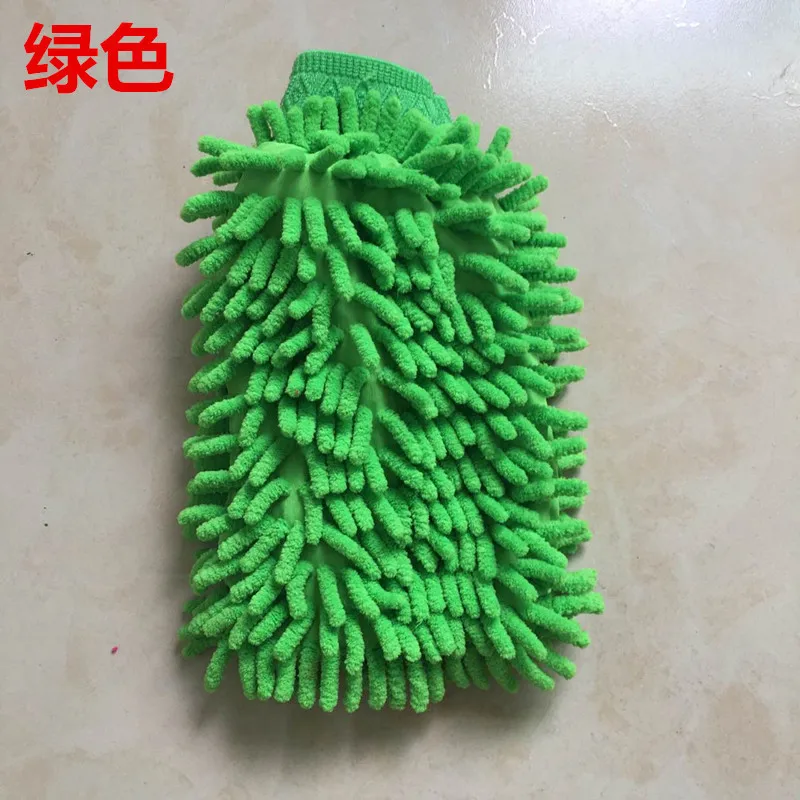 Двухсторонние синельные перчатки для мытья автомобиля, инструмент для чистки автомобиля, не повреждает краску, перчатки для чистки, для pin chi Good - Color: Green 60G