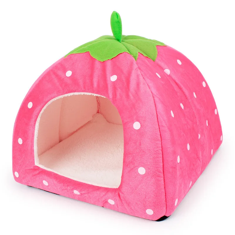 New cute puppies kennel 4 colors cat rabbit guinea pig bed dog house strawberry collapsible soft high quality pet houseXS-XL | Дом и сад
