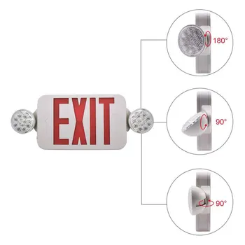 

EXIT Sign with Emergency Light Red EXIT Compact Combo Hardwired High Output LED Fire Emergency Light