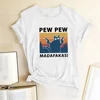 Pew Pew Madafakas Print T-shirts Women Summer 2022 Graphic Tees Funny Shirts for Women Loose Crew Neck Harajuku Tops for Teens ► Photo 2/6