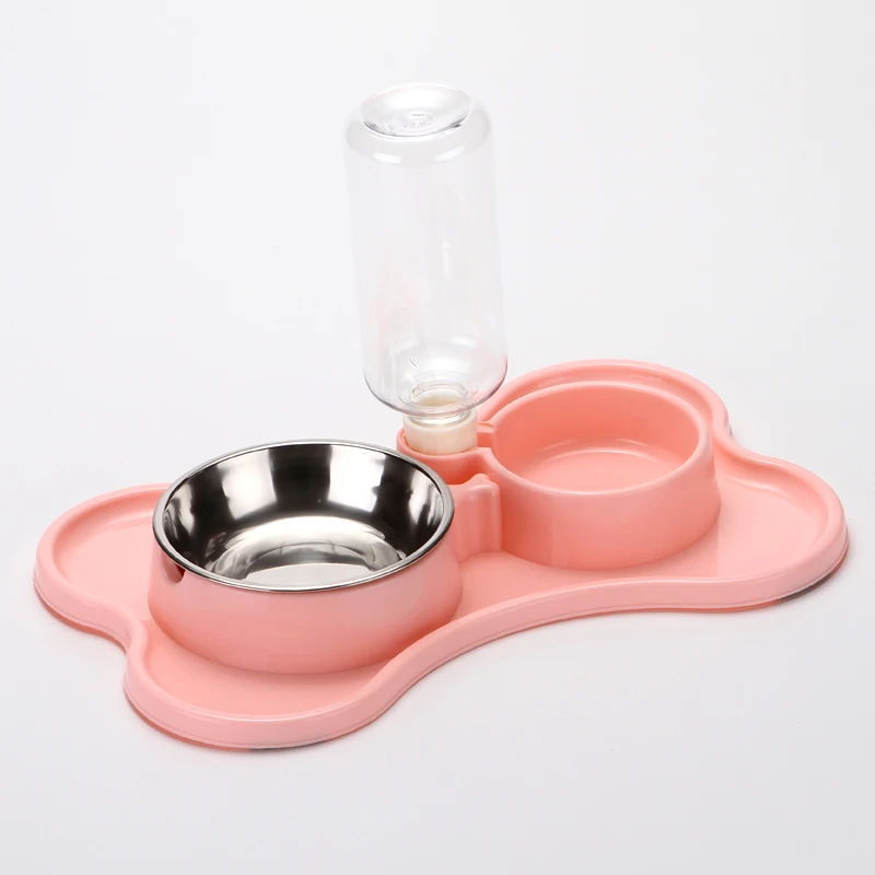 New Pet Automatic Feeder Slip Proof Leakage Proof Pet Bowls Stainless Steel Pet Double Bowl Drinking Water Dual Purpose Pet Pot