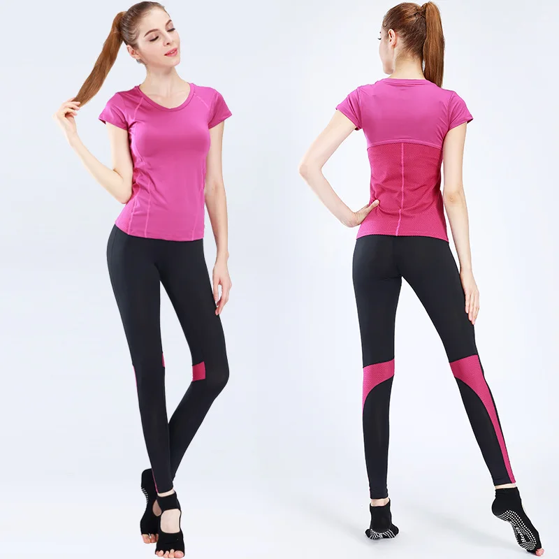 

Sports Clothing WOMEN'S Suit Summer New Style Running Sports Fitness Body-hugging Leggings Two-Piece Set Processing Currently Av