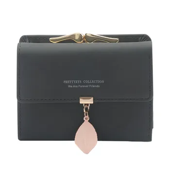 

Women Ladies Fashion Coin Leaf Three-fold Coin Purse Buckle Short Purse Wallet Mini Coin Bags Holders Wallets #1026