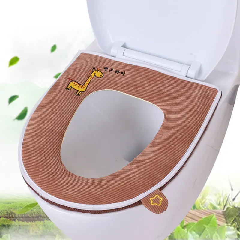 zipper brown deer С ручкой коврик для унитаза мультфильм коврик для унитаза молния коврик для унитаза водонепроницаемый Туалет утолщенная Подушка WC мягкая подушка - Цвет: zipper brown deer