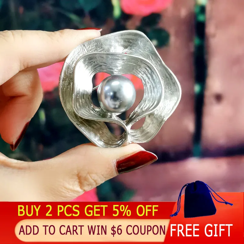 LEEKER винтажные серебряные цвета металлические полые Броши Булавки с большим