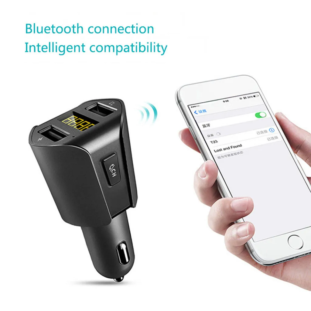 Car Lossless MP3 Player Modulator Wireless FM Transmitter Music BT Hands-Free Compatible with smart phones computers tablets