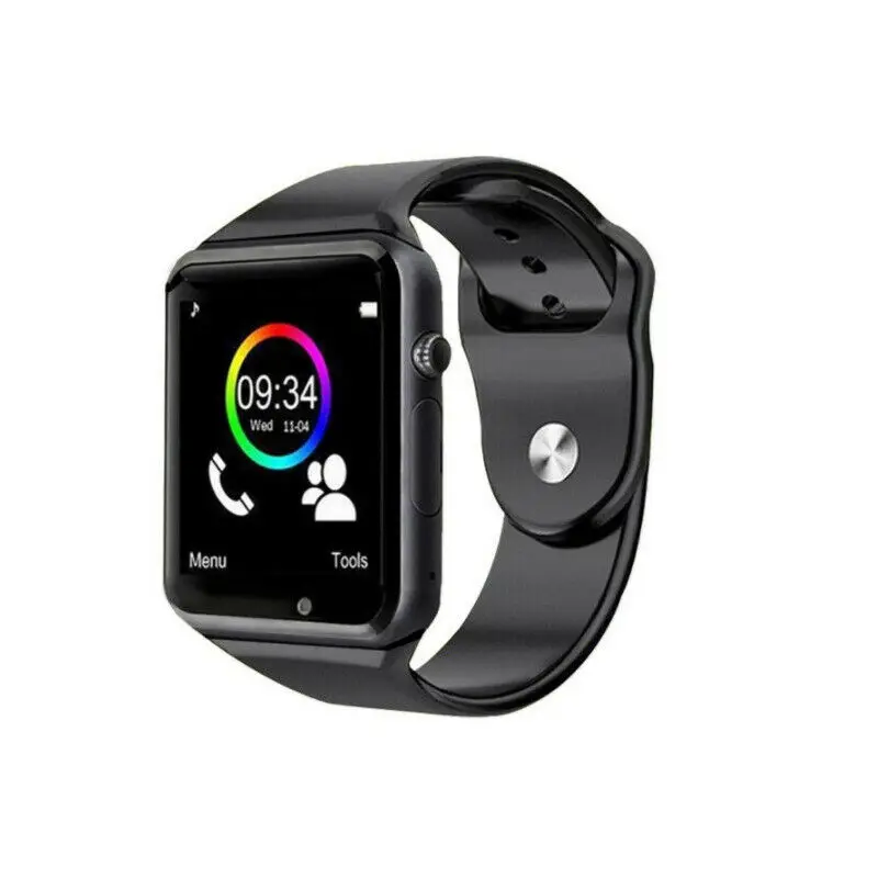 Водонепроницаемые Смарт-часы A1, Bluetooth, наручные часы для телефонов на Android, поддержка SIM, TF карты, фотосъемка, спортивный шагомер, pk IWO 8 DZ09 - Цвет: Черный