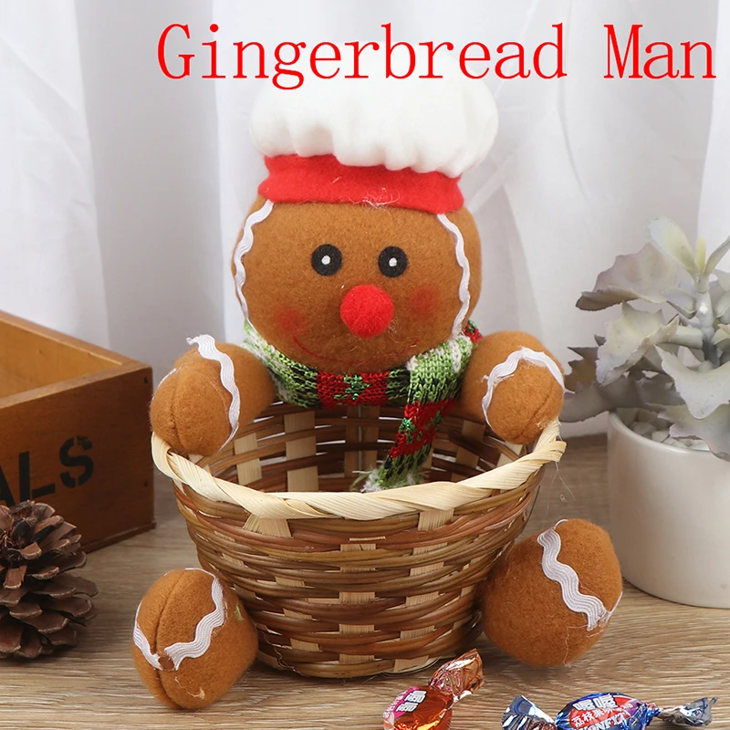 GM 1Pcs Christmas Candy Basket Storage Xmas Gift Holder Basket Home Desktop Decor Santa Claus Party Kids Gifts Storage Basket - Цвет: GM