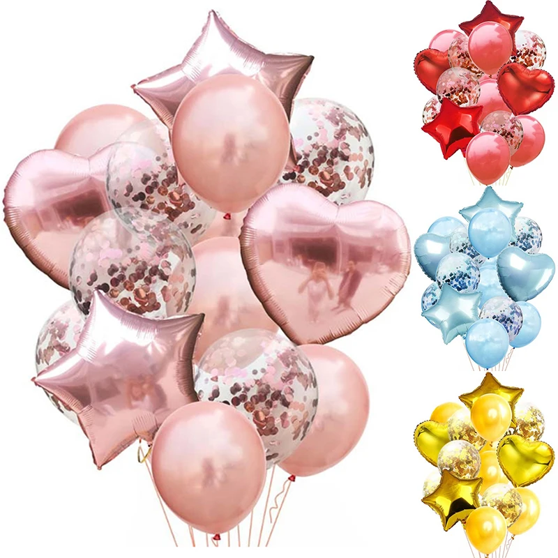 

14pcs Rose Gold Confetti Balloons Wedding Decor Latex Balloon Happy Birthday Party Decorations Kids Ballons Baby Shower Supplies