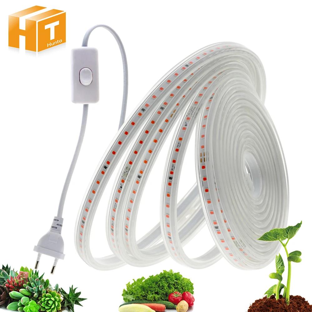 LED Grow Light 2835 Chip Waterproof Full Spectrum Strip 220V 120LEDs/M DIY Growth Lamps for Greenhouse Plant Growing | Лампы и
