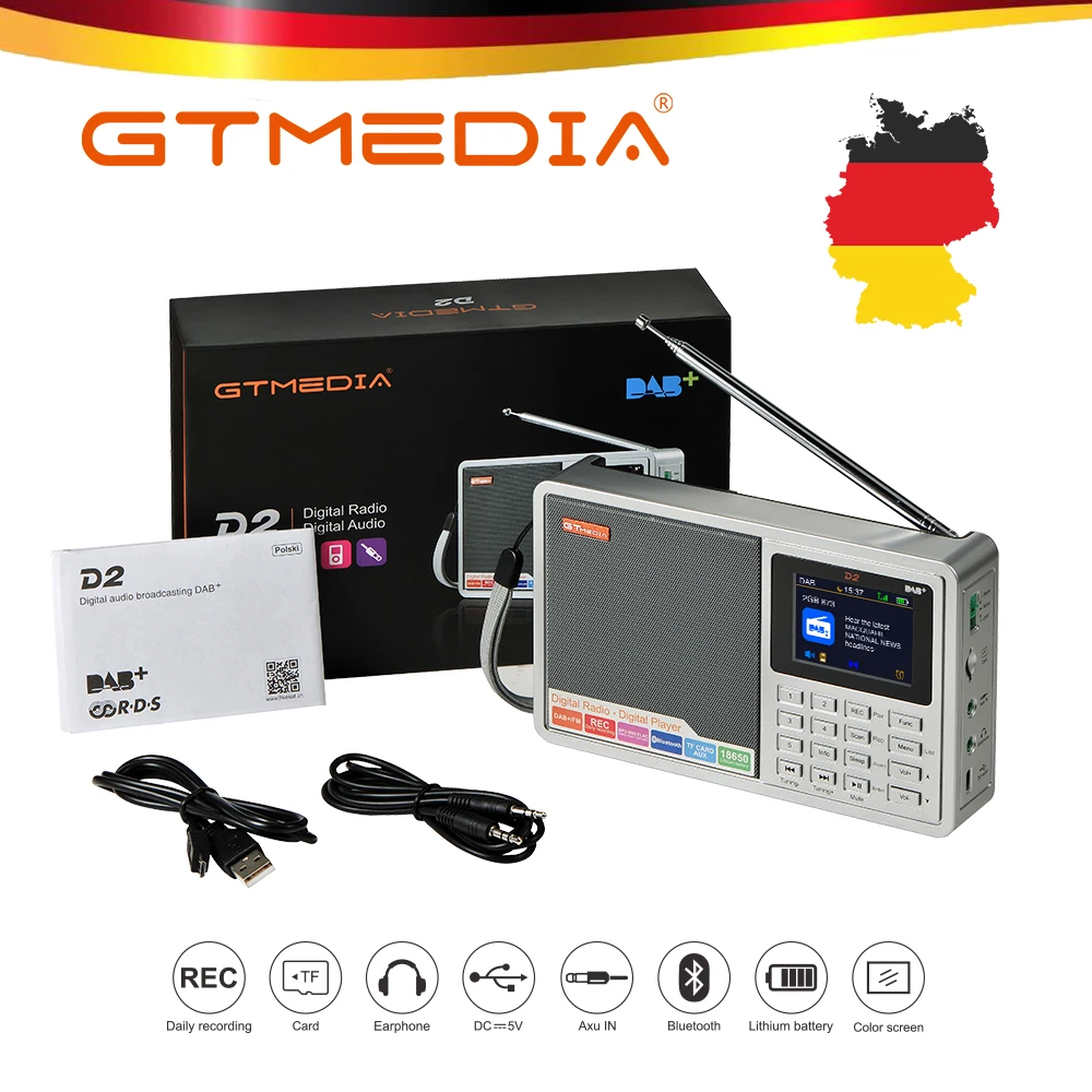 GTMEDIA D2 Portable FM DAB RDS Multi Band Radio Speaker with LCD Display Alarm Clock Support SD TF Card|Radio| - AliExpress