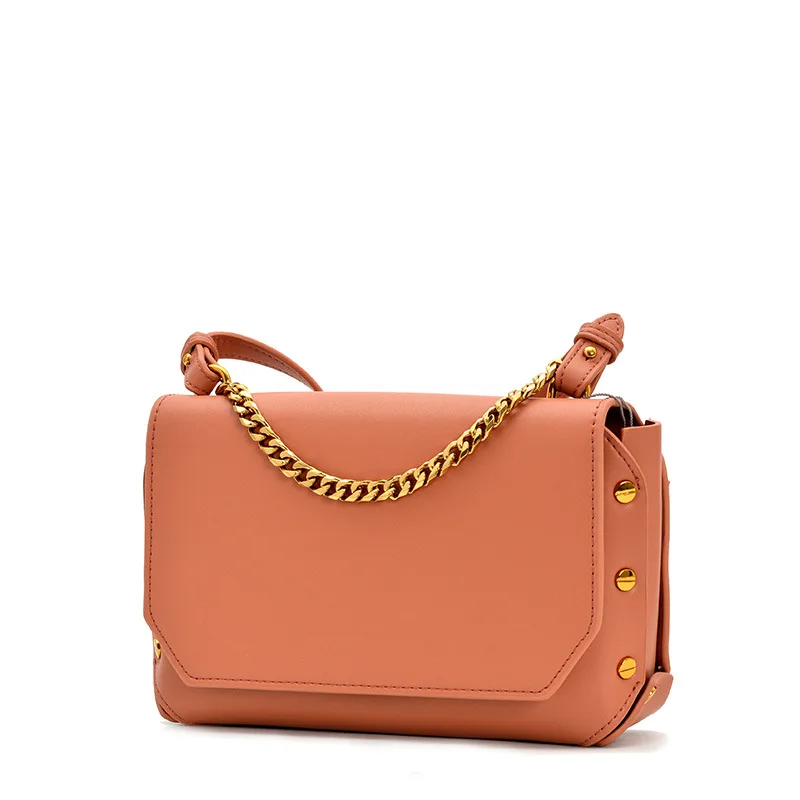 

2019 Summer Rivet New Style Handbag Metal Chain Ornaments Trapezoid Flip Sling Bag Shoulder Chain Small Bag