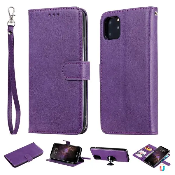 purple Для iphone 11 для iphone 11 Pro Max PU кожаный чехол для Apple 11 флип-Бумажник Стенд съемный магнитный автомобильный держатель Крышка i11 - Цвет: purple