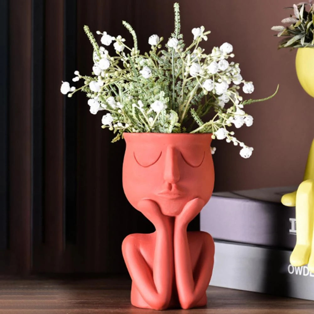 Ceramic Humanoid Flower Pots Succulent Plant Vase Tabletop Decorative Planters 
