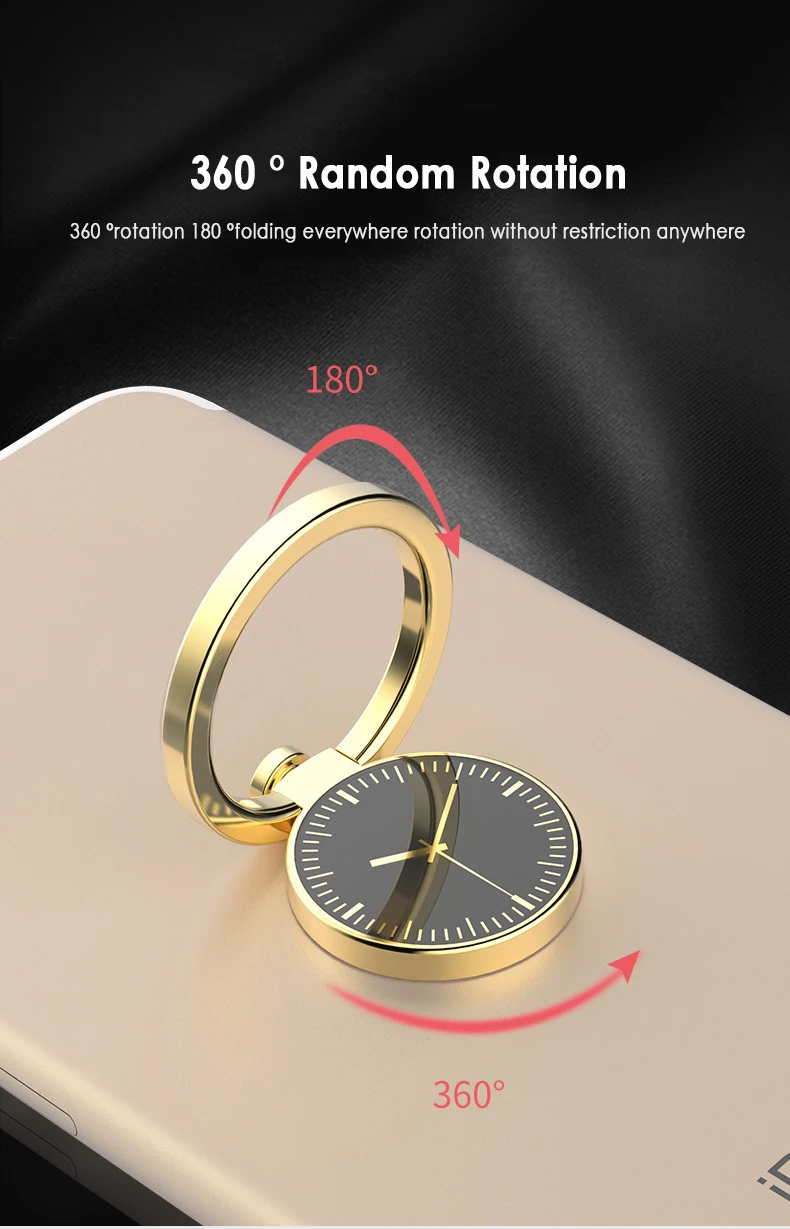 Металлическое кольцо-держатель с роскошным универсальным дизайном часов, магнитное кольцо-Кронштейн для мобильного телефона с вращением на 360 для iPhone X 8
