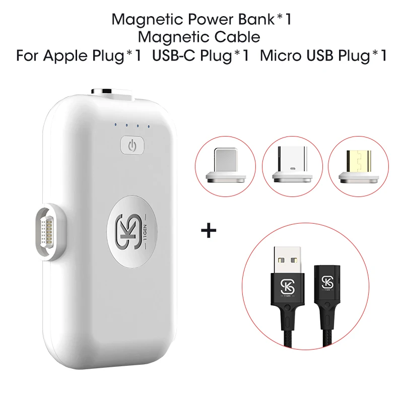 11GEN 3 IN 1 cable SIKAI 11 Gen Супер Мини Магнитный аварийный внешний аккумулятор для iphone X Xs XR портативный милый источник питания для huawei mate 20 P30 - Тип штекера: 11GEN 3 IN 1 cable