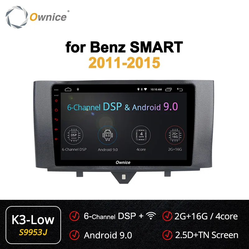 Ownice k3 k5 k6 Восьмиядерный Android 9,0 360 панорама автомобиля DVD gps Navi Радио для Benz Smart 2011 2012 2013 DSP 4G SPDIF - Цвет: S9953 K3 LOW