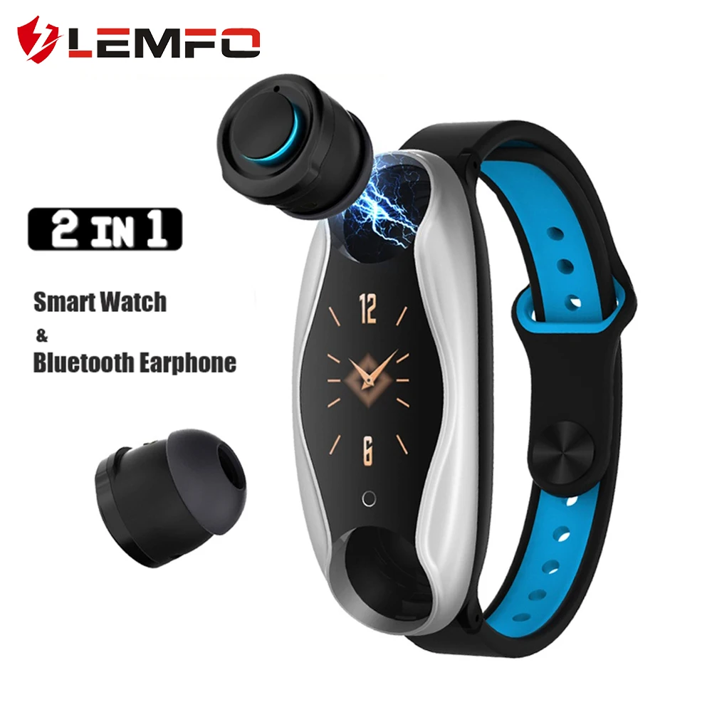 

LEMFO LT04 Men Smart Watch Bluetooth Earphone 2 in 1 BT 5.0 Women Smart Watch Android IOS BT Call Siri Support Fiteness Bracelet