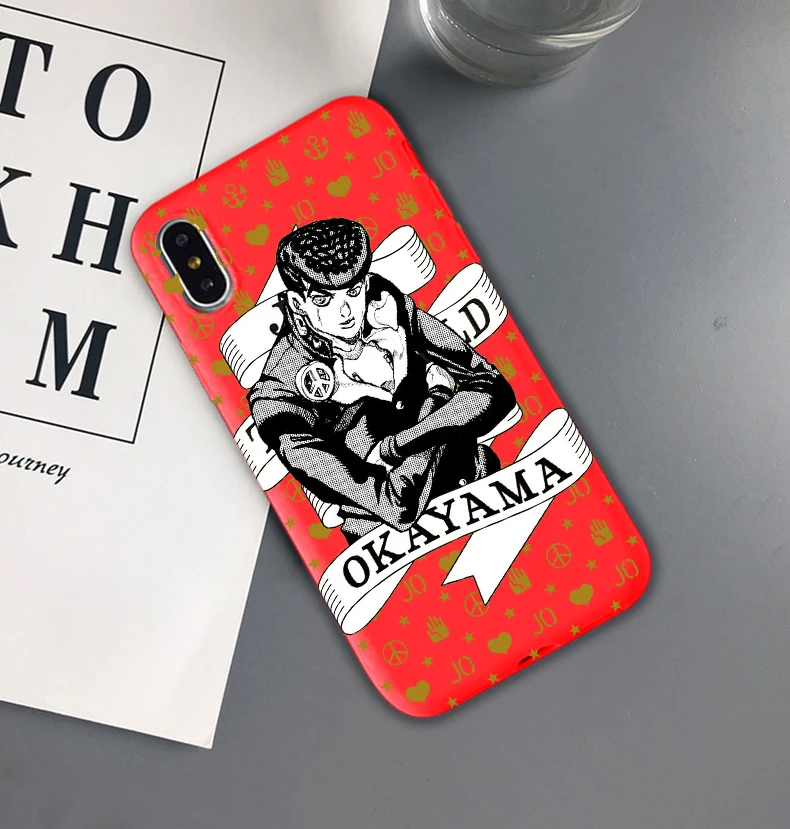 TPU-R JOJO 39 s причудливые Приключения японский чехол для телефона аниме для iPhone 11 Pro 7 8 6 plus 6s X XS max XR 5 5S SE Deep red Fundas Coque - Цвет: TPU-R