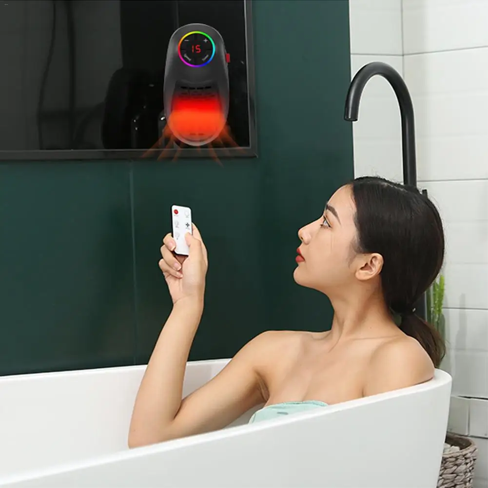 1000w Mini Electric Wall Heater Punch Free Wall Electric Intelligent Heater Space Heater Air Heating Warmer Fan Remote Control